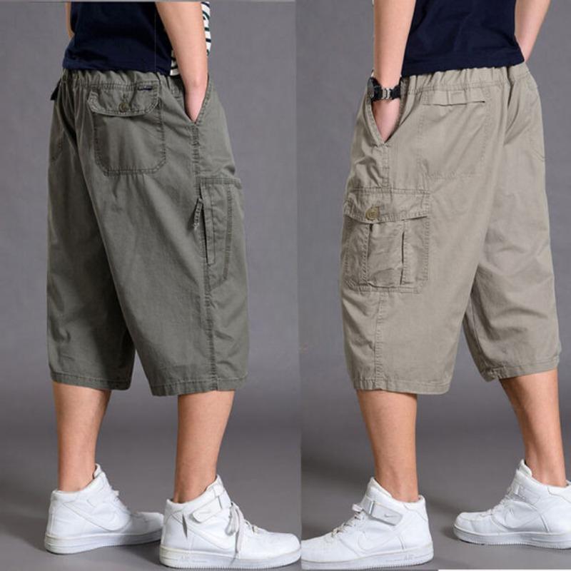 Shorts Casuales de Algodón Finos para Hombre de Verano Pantalones Jogger Cargo Sueltos con Cintura Elástica Pantalones Rectos de Calidad para Hombre