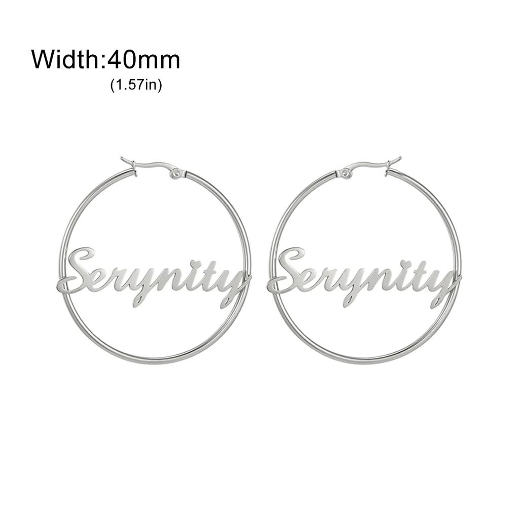 Personalisierte Creolen für Damen Ohrringe mit individuellem Namen Edelstahl-Creolen Angepasste runde Ohrringe Statement-Ohrschmuck Geschenk 2026