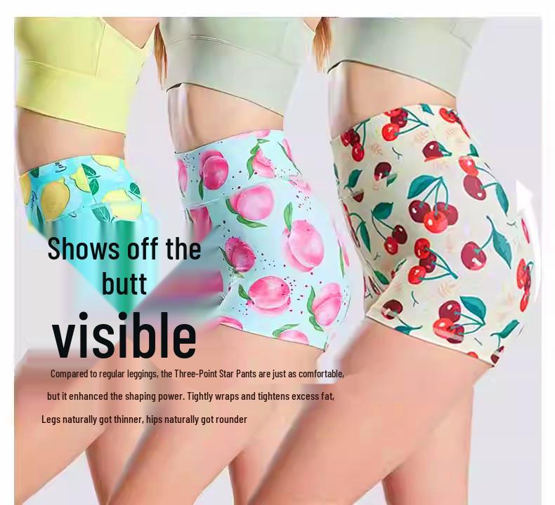 Strawberry Donut High-Waist Yoga Shorts - Women's Printed Fitness & Sportswear.