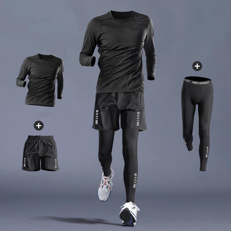 3-5Pcs Men's Ice Fiber Quick-Dry Running Fitness Full Set/Suit Tracksuit for Marathon,Training Cycling,Jogging,Gym,sweatpants