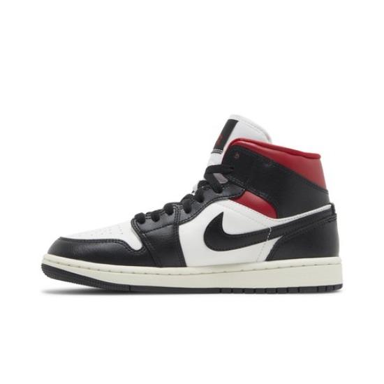 Air Jordan Wmns Air Jordan 1 Mid Black Sail Gym Red BQ6472-061