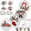 4 Sets Christmas Embroidery Kit  for Beginners Cross Stitch Kits Needlepoint Kits for Adults with Pattern Needles Threads Tools