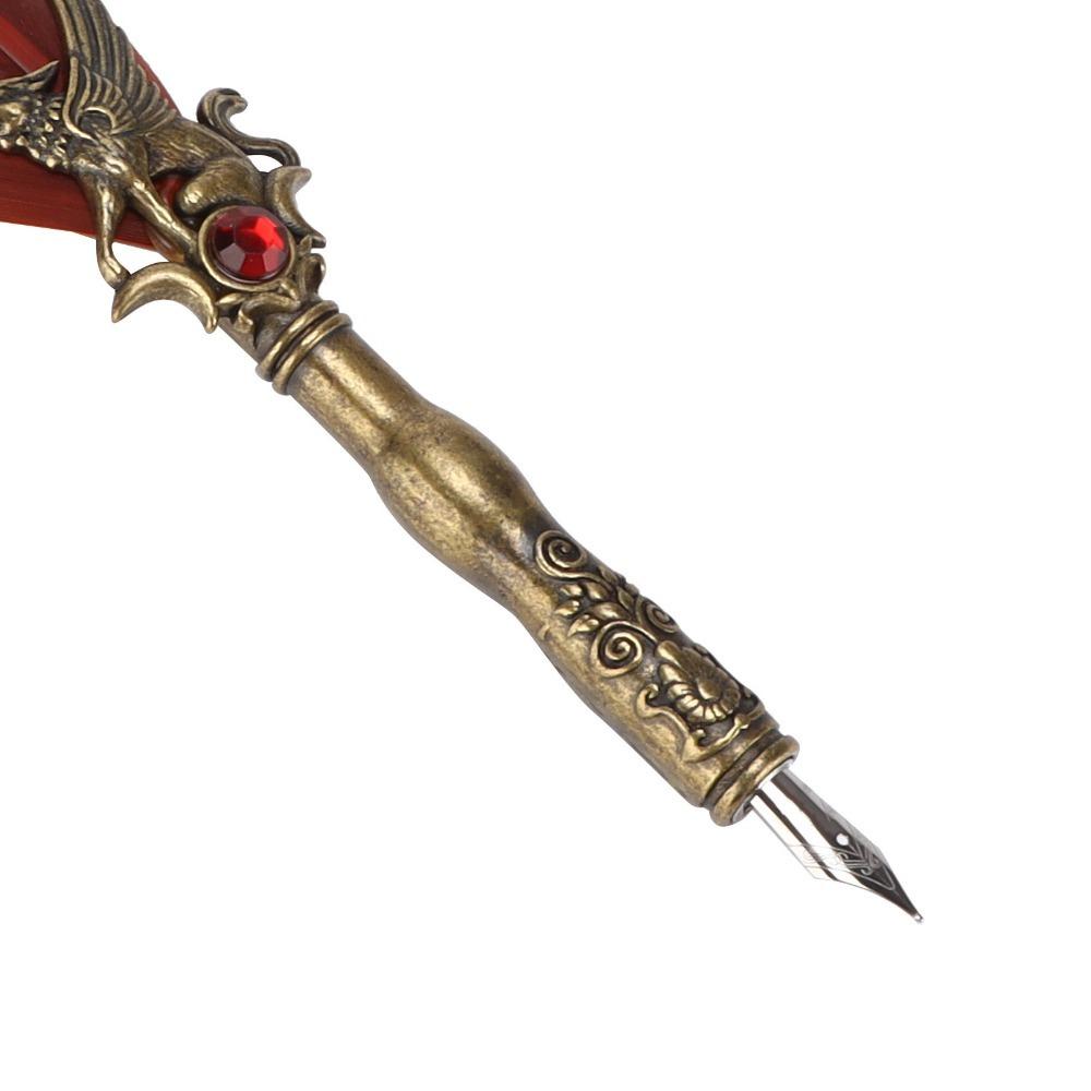 Stainless Steel Dip Pen Carved Pattern Engraved Dip Pen Feather Quill Calligraphy Practice