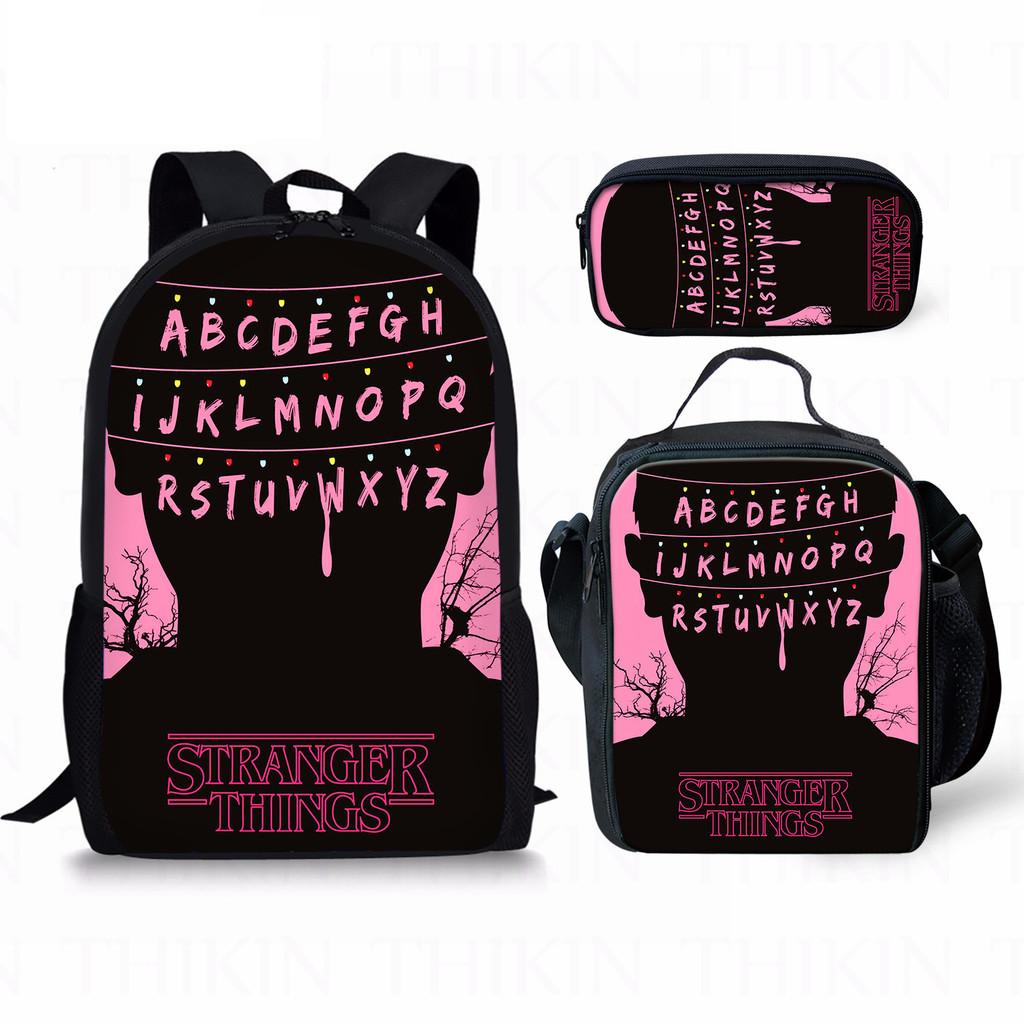 Stranger Things 3 Backpack Pencil Case Set For Daily Use With Nylon Material