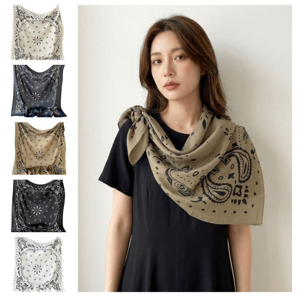 Korean Style Cashew Nut Print Silk Scarf Breathable Square Handkerchief Simple Square Scarf  Summer