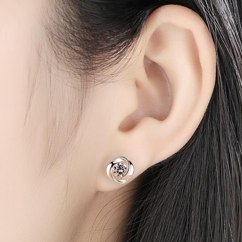 Rotating Pinwheel Love Stud Earrings - Trendy Wavy Fashion Jewelry