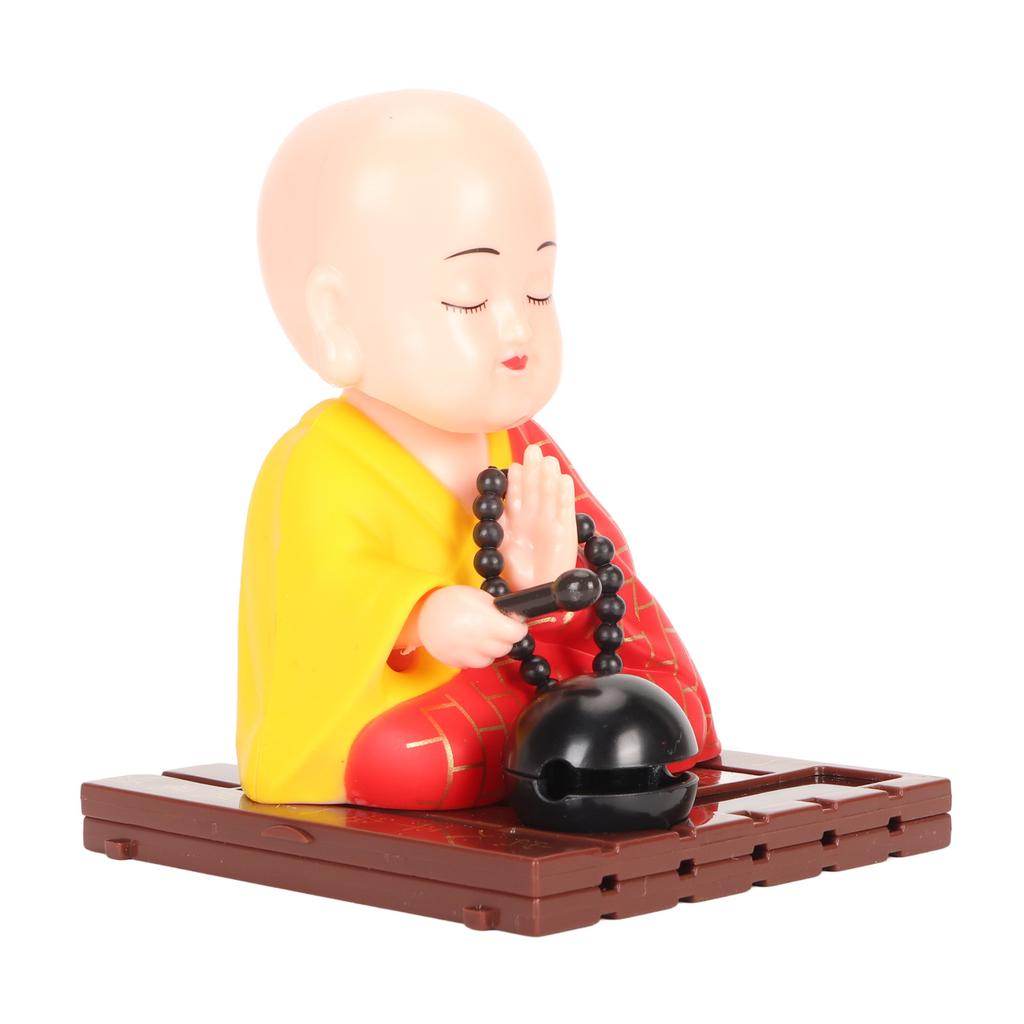 Little Buddhist Monk Ornament Solar Powered Cute Monk Decorative Ornaments for Car Desktop Living Room
