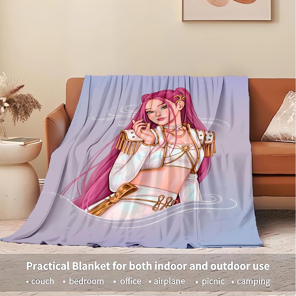 K-POP Anime Girls Group  Four Seasons Soft Warm Blanket  All-Season Thick Knit Polyester Bedspread for Bed, Camping, Travel  Perfect Gift