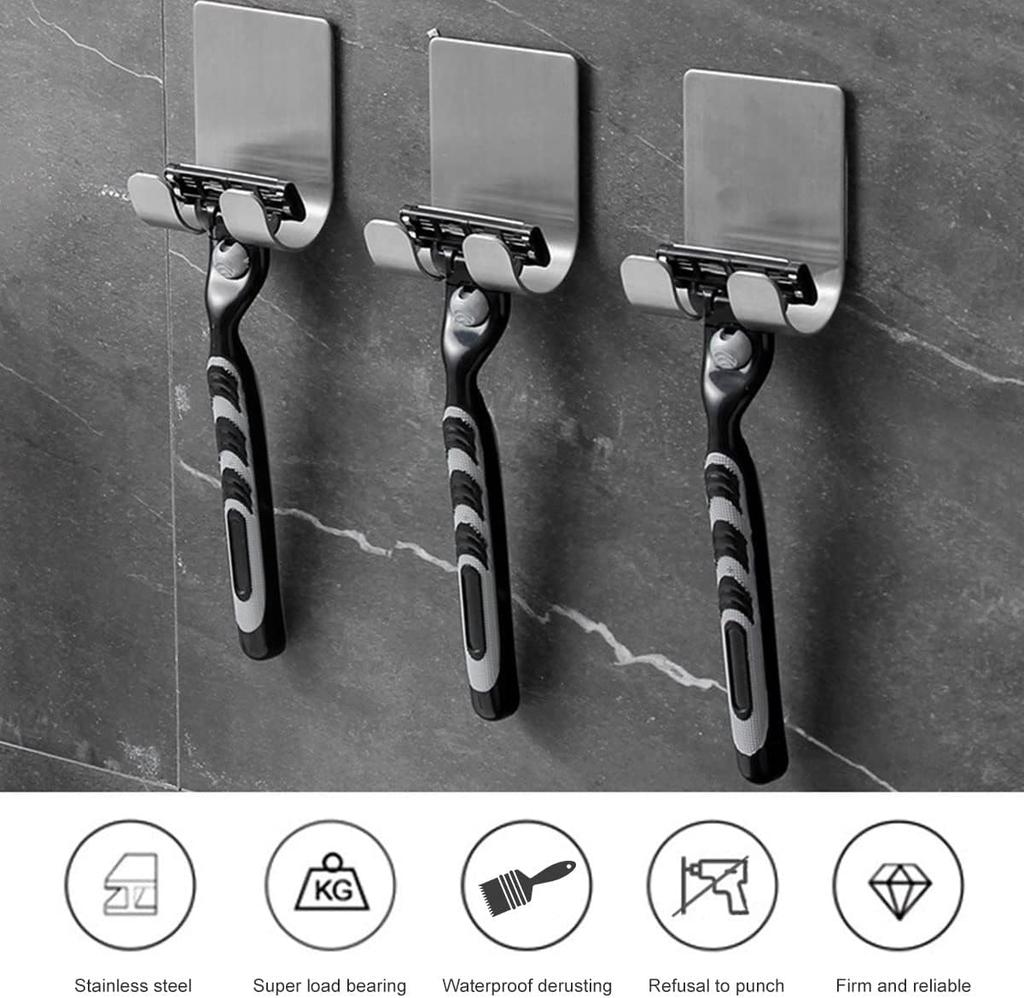 Bathroom Stainless Steel Razor Holder Storage Hook Wall Men Shaving Shaver Shelf Punch Free Razor Rack Bathroom Accessories