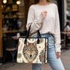 Bohemian Wolf Printed Tote Bag Casual Large Capacity Daily Commuter Shopping Handbag