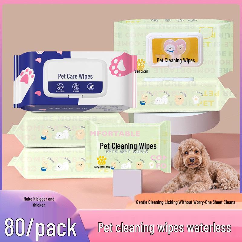 Pet Tear Stain & Body Cleaning Wipes for Cats and Dogs - No-Wash Deodorizing Wet Wipes