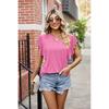 Summer Top for Women Falre Sleeve Loose Solid Color Tees U-neck Short Sleeve T-shirt