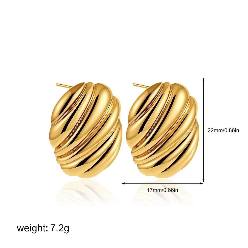 Premium Stainless Steel Striped Texture Earrings Three Layer Metal Knot Geometric Wing Hemispheres Stud Lightweight Jewelry Gift