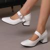 Fashion Elegant Medium Heels Mary Janes Shoes Straps Red Black White Women's Heeled Party Office Wedding Shoes Large Size
