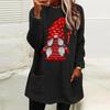Women's Christmas Santa Print Round Neck Loose Long Sleeve Pocket Plush Hoodie