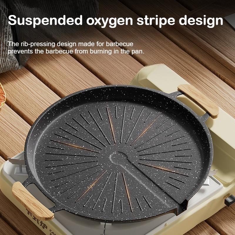 Antihaft-Runde Aluminium-Grillpfanne Tragbar für Outdoor-Camping Haushalt Grillen Backen