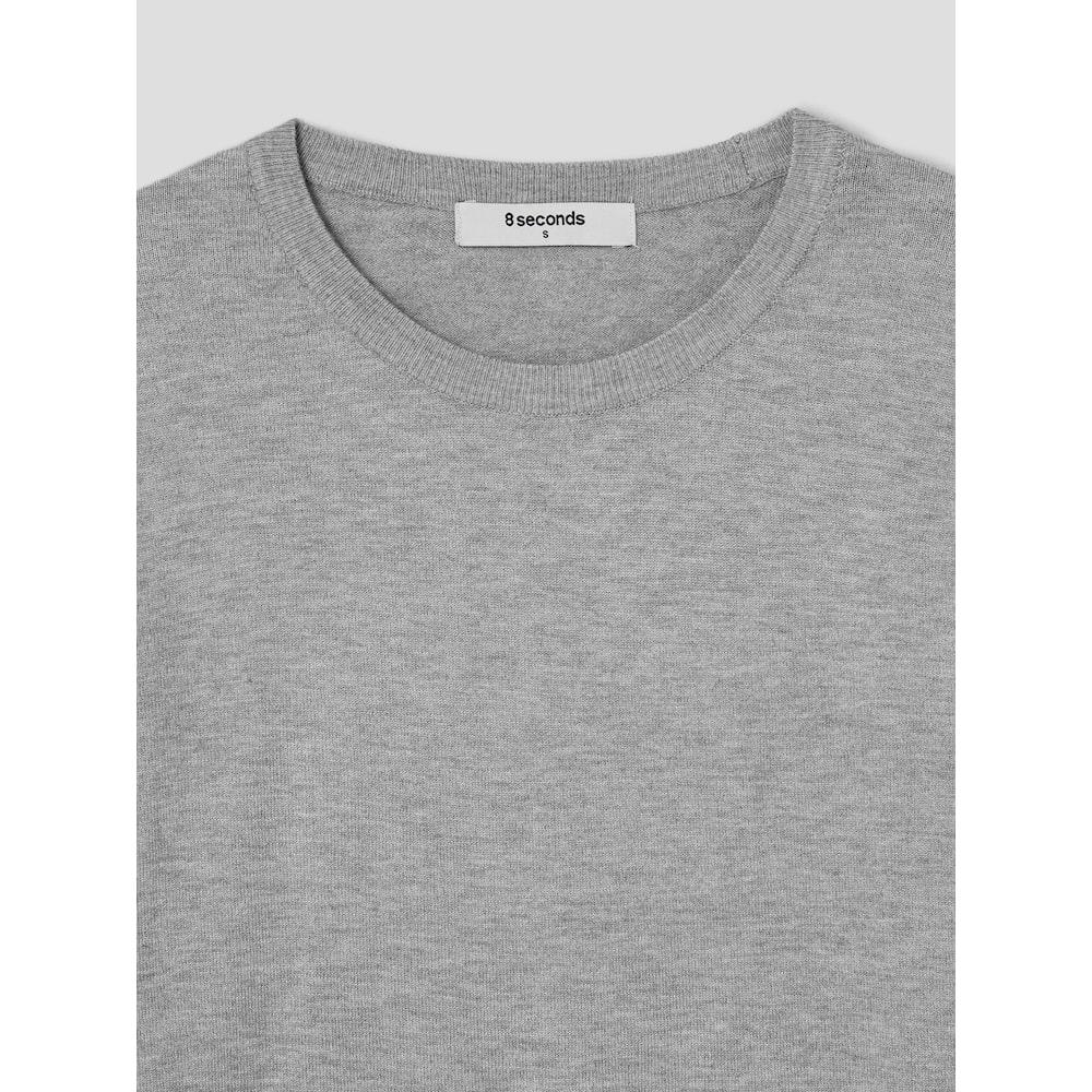 8SECONDS Basic Round Neck Pullover Light Gray