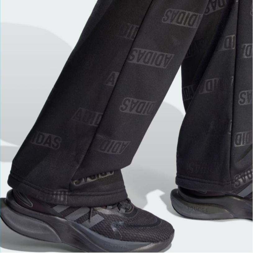 Adidas Embossed Monogram Fleece Pants Women Bottoms Black IA3178