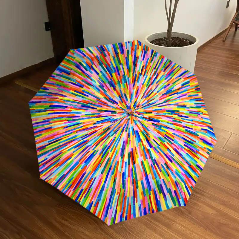 

Colorful Circular Painting Automatic Opening/Closing Umbrella with Foldable Design, , Travelers, Everyday Use - Perfect Gift for Festivals11