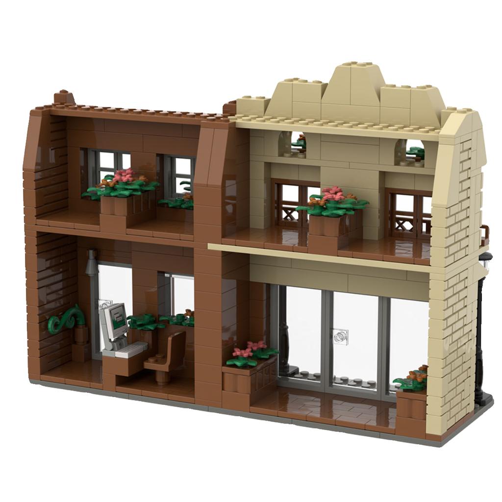 MOC scene toy boy girl flower shop street view city Diy small particle building block assembly gift