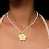 5Pcs Colorful Bead Choker Resin Plumeria Necklace Fashion Flower Beaded Necklace  Daily Wear