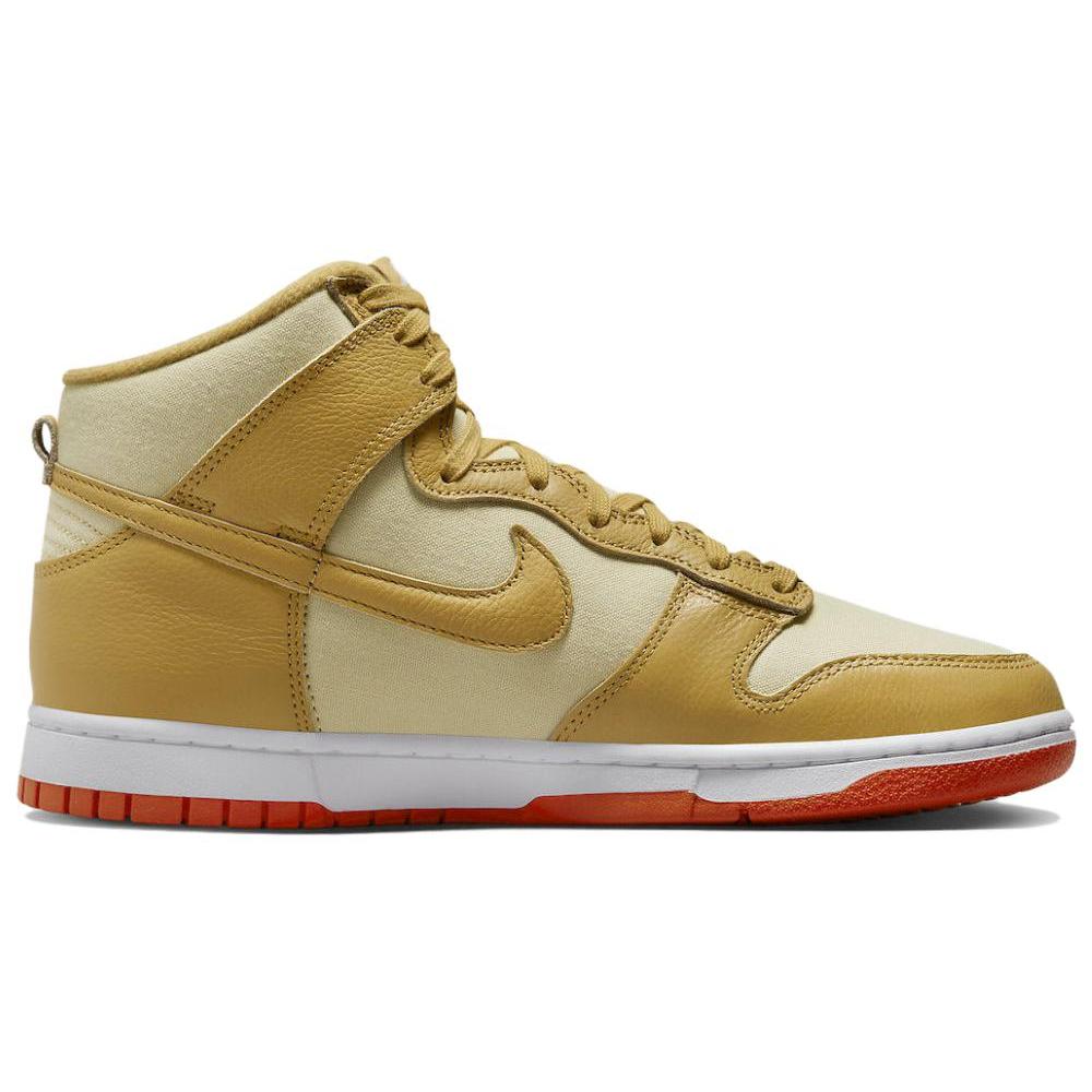 New Nike Dunk High Wheat Gold Safety Orange DV7215-700