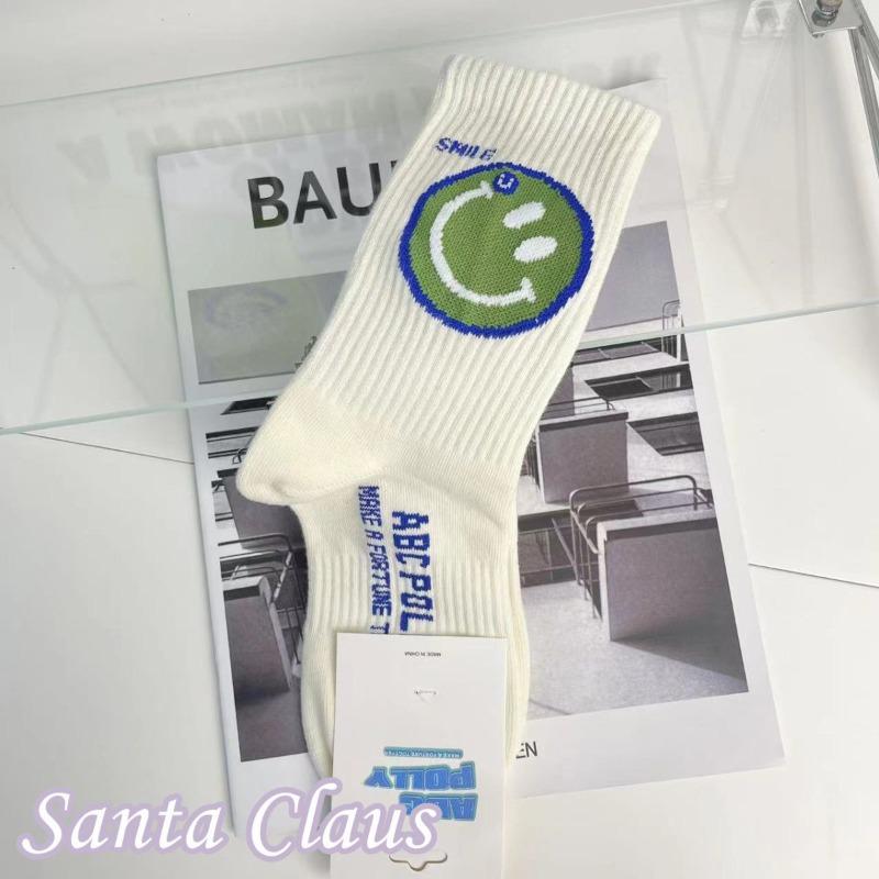 Mid-calf Socks for Men and Women, Unisex Couple, Trendy and Versatile Socks, Smiley Letter Sports Socks