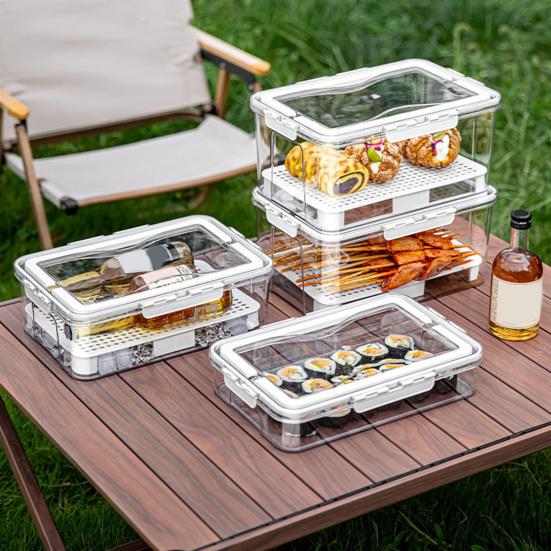 Food Storage Box Snack Box Container with Lid Large Capacity BPA Free Transparent Design Easy to Clean Divided Serving Tray