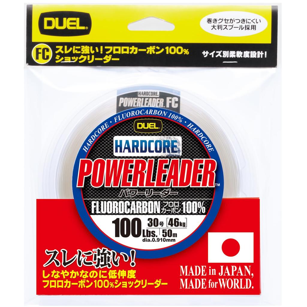 DUEL HARDCORE Fluorocarbon HARDCORE POWERLEADER FC 50m Naturklar H3347 100Lbs. 100 Pfund.