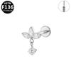 Titanium G23 Zirconia Chain Ear & Lip Studs - Horse Eye Design, High-End Piercing Jewelry