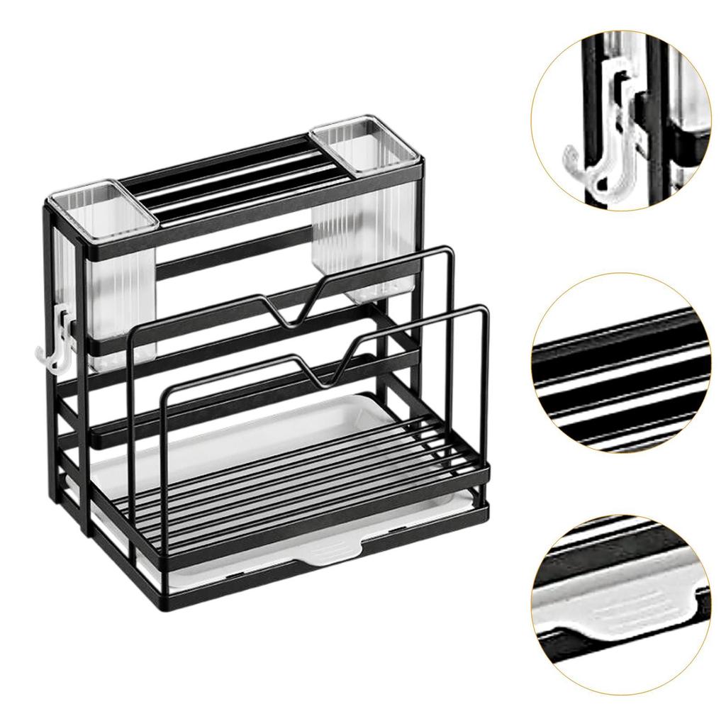 Kitchen Cutlery Holder Practical Counter Drying Rack Organizer Storage Rack for Soap Cutting Board Pot Pan Lid Household Bar