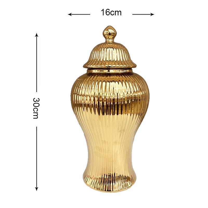 Goldrand Keramik Generaltopf Großer Ingwerglas Vintage Porzellanvase Spitzdeckel Vorratsbehälter Blumenvase Heimdekoration