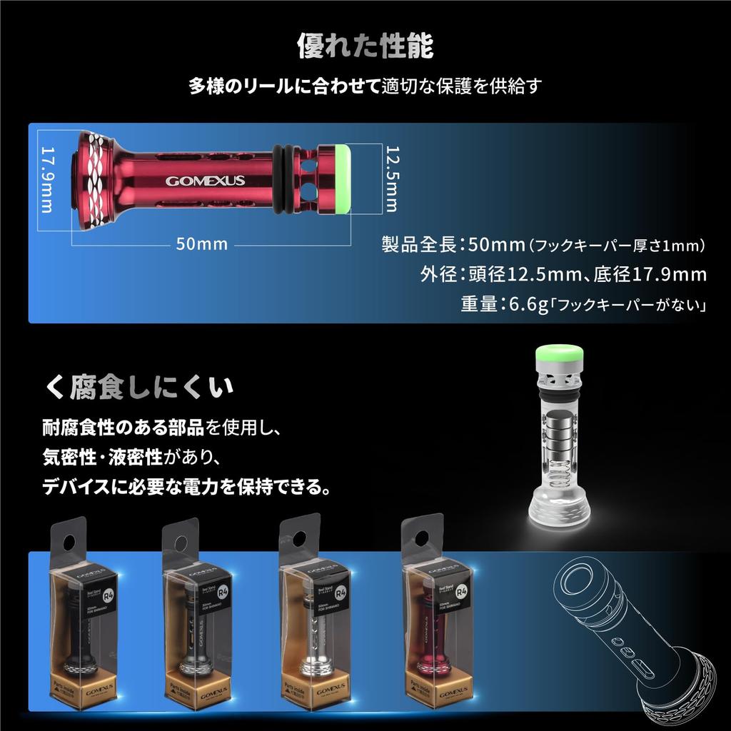 Gomexus R4 Reel Spinning Reel Compatible with and Vanquish with Weight and Easy for Light and Lure Fishing Stand, 50mm, Glow-in-the-Dark Tip,