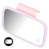 Car Sun Visor Makeup Mirror Surround LED Lights Touch Screen Plug and Play with Retractable Back ClipPink