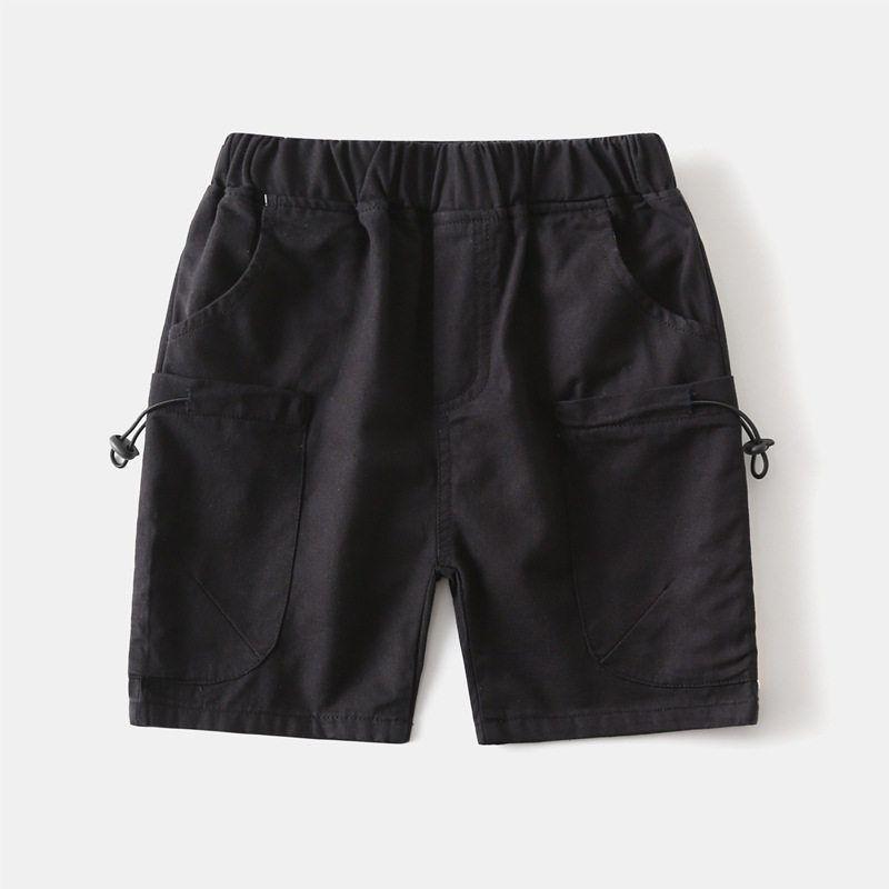 Boys' Pure Color Fifth Pants Children's Clothing Summer Kids Bermuda Shorts Baby Boys' Large Pocket Low Waist Washed Shorts