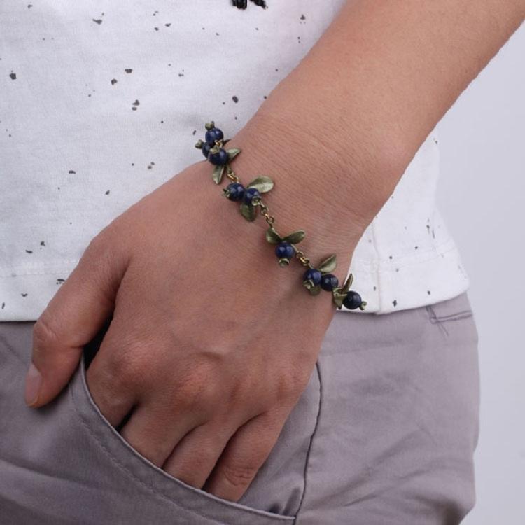 Trendy Plant Leaf Beads Pendant Bracelet Cranberry Leaves Bracelet Bangle Decor