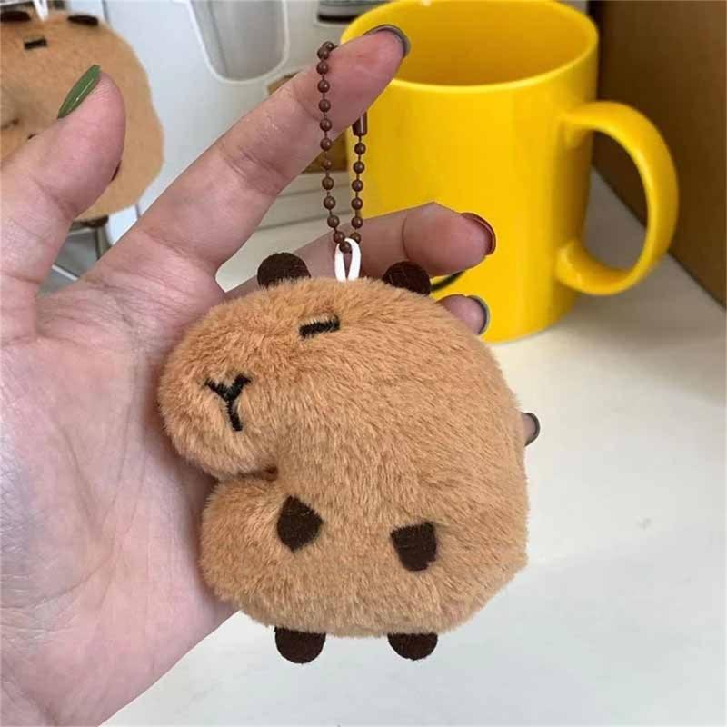 Cartoon Capybara Plush Keychain With Squeaky Sound Bag Pendant Soft Practical Decoration Accesories For Bags And Keys