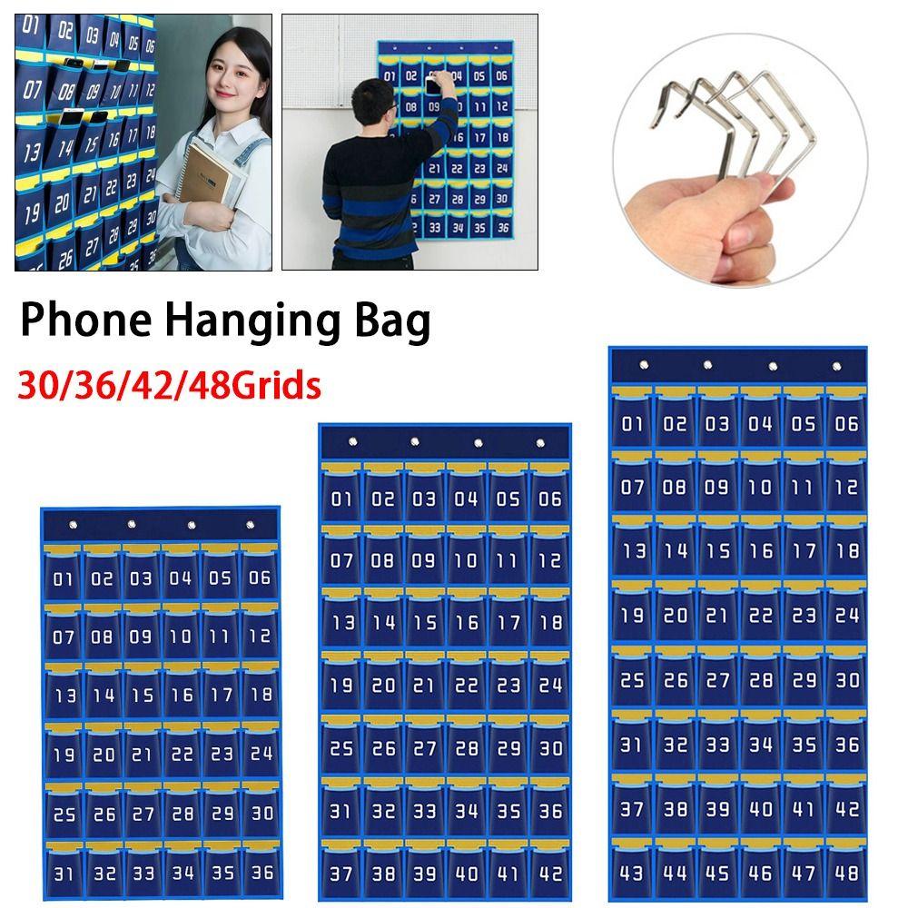 30/36/42/48 Grids Phone Hanging Bag Numbered Wall-mounted Door Hanging Bag Thickened Phone Storage Bag for Calculators Pens Keys