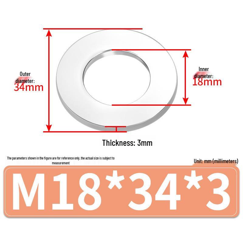 Jin Juntai Thick & Thin Stainless Steel Flat Washer, Round M10-M36