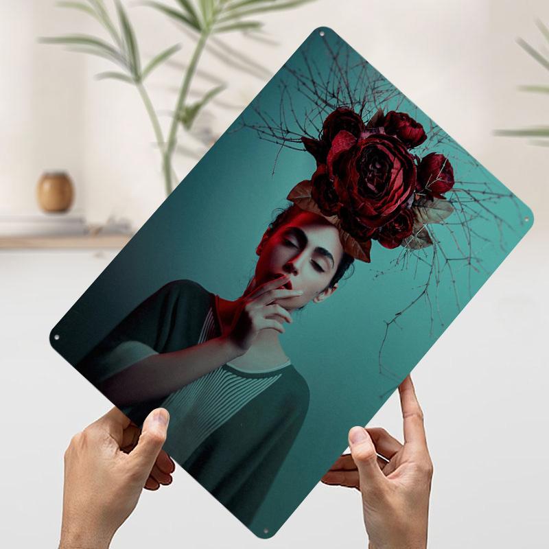 

Rose Headed Tin Plaque Poster Customized Wall Art Retro Vintage Metal Signs for Man Cave Room Decoration Garage Decorations Home 7.9x11.8In(20x30cm)
