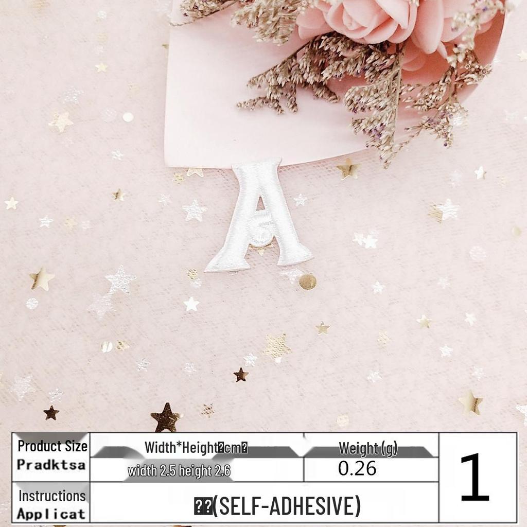 Bílý vyšívaný nášivka s písmenem Na Yang pro DIY oblečení a boty – Samolepicí aplikace.
