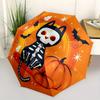 1pc Cat Skull Halloween Elements Cartoon Umbrella, Portable 3-Fold Compact Umbrella, Suitable for Camping, Hiking and Travel, Ideal Easter Birthd