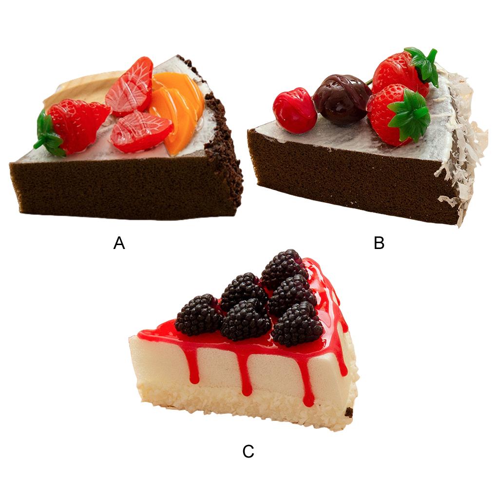 2piece Faux Bakery PVC Fruit Egg Model Function Practical Refrigerator Sticker Triangular Cake Decorations Bakery