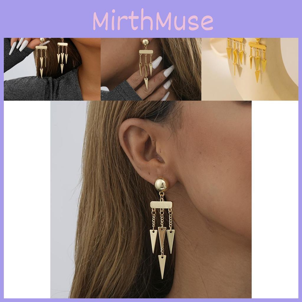 Fashionable Women's Alloy Geometric Tassel Earrings Chic Asymmetric Gold Finish