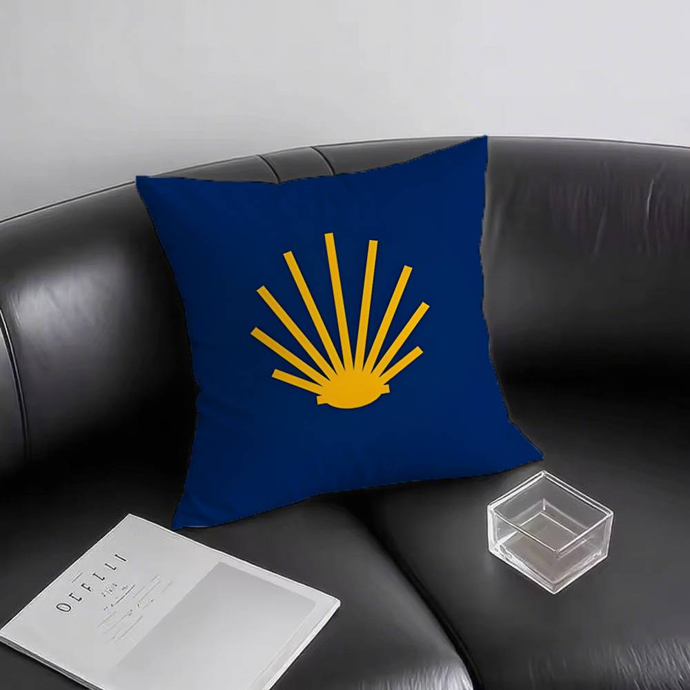 1pc Yellow Camino De Santiago Scallop Pillow Case Square Bedroom Sofa Leisure Comfort Cushion Car Living Room Home Decoration