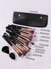 Professional marble-patterned makeup brush set: 10 synthetic fiber makeup brushes+4 makeup sponge powder puffs+black storage bag