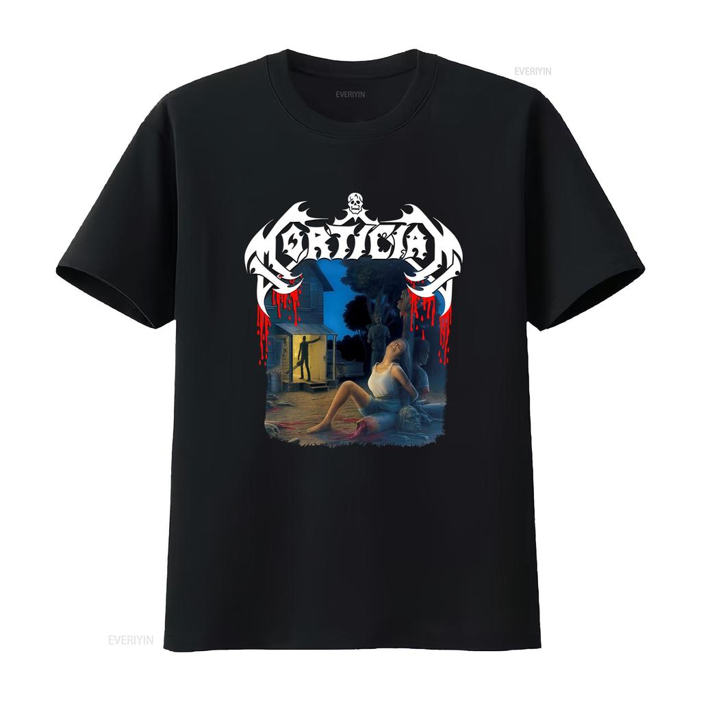 MORTICIAN Kettensägen-Zerstückelung Horror T-Shirt für Herren Gothic Blutspritzer und Zombie Design vintage gewaschen Vielseitig