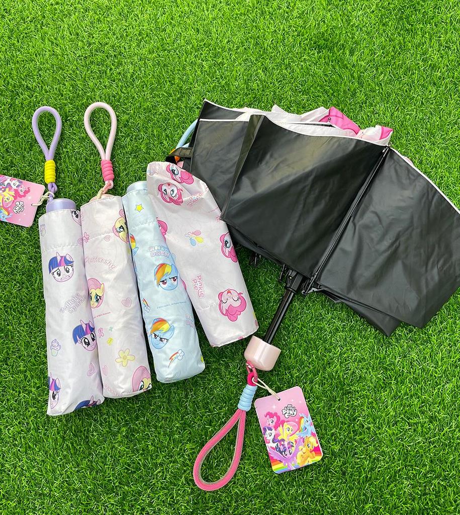 My Little Pony Cartoon Anti-UV Three-Fold Umbrella – Black, Dual-Use for Sun and Rain
