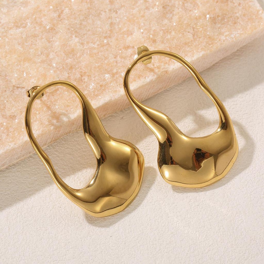 Unique Irregular Hollow Stainless Steel Earrings for Women