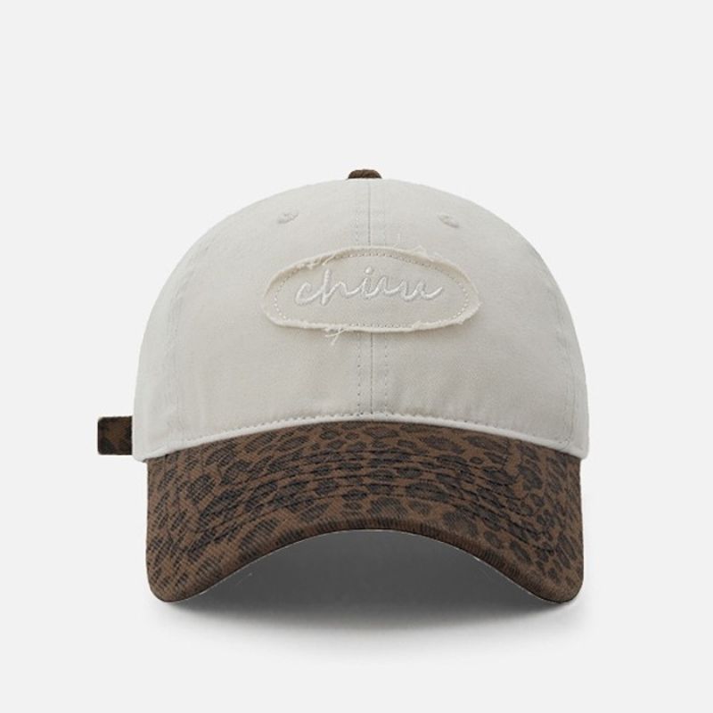 RICYGVM Retro Leopard Baseball Hat For Women Long Brim Peaked Cap Fashion Hip Hop Duck Tongue Cap Korean Girl Sunscreen Visors